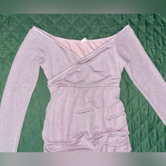 PINKBLUSH Metallic Pink Off-Shoulder Maternity Gown, Size Small, LIKE NEW - Picture 6 of 12